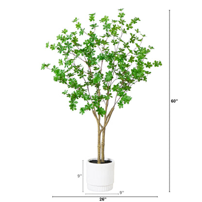 Artificial Enkianthus Tree In A White Planter