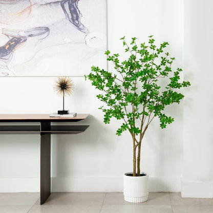 Artificial Enkianthus Tree In A White Planter