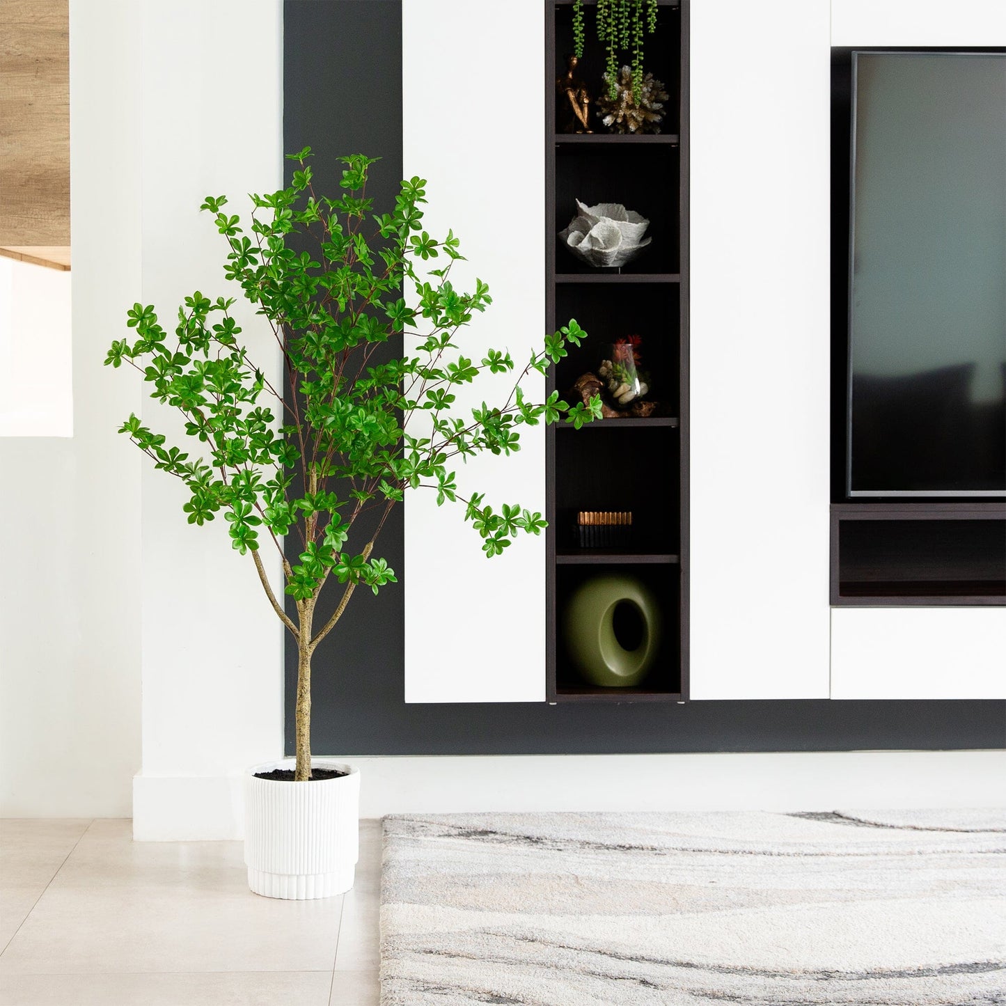 Artificial Enkianthus Tree In A White Planter