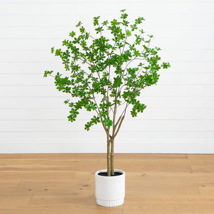 Artificial Enkianthus Tree In A White Planter