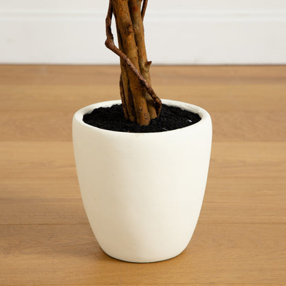 Nearly Natural 5 ft artificial fall maple tree with double trunks in a white ceramic planter on Tampa Home & Garden Store