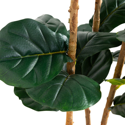 5’ Artificial Fiddle Leaf Tree in Decorative White Planter
