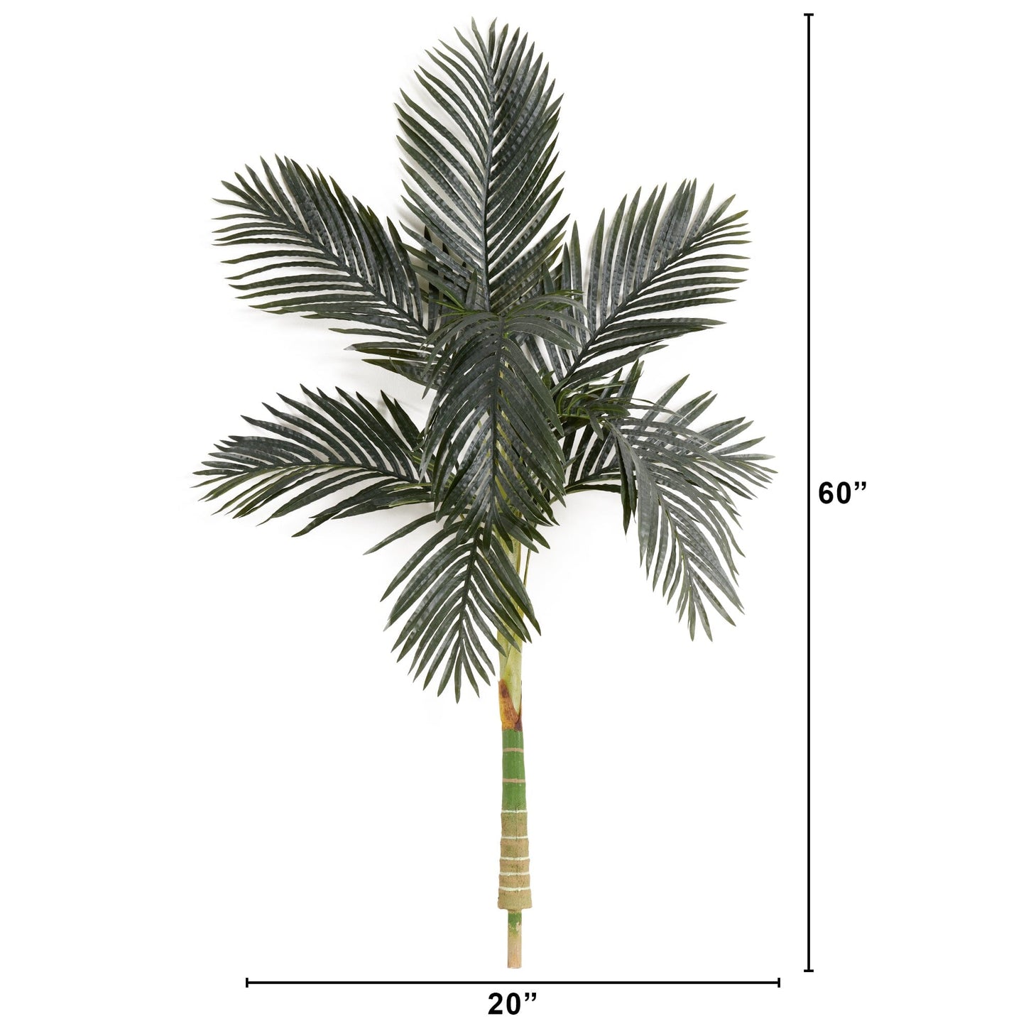 5 ft artificial golden cane palm tree by Nearly Natural without pot with dark green fronds on Tampa Home & Garden Store