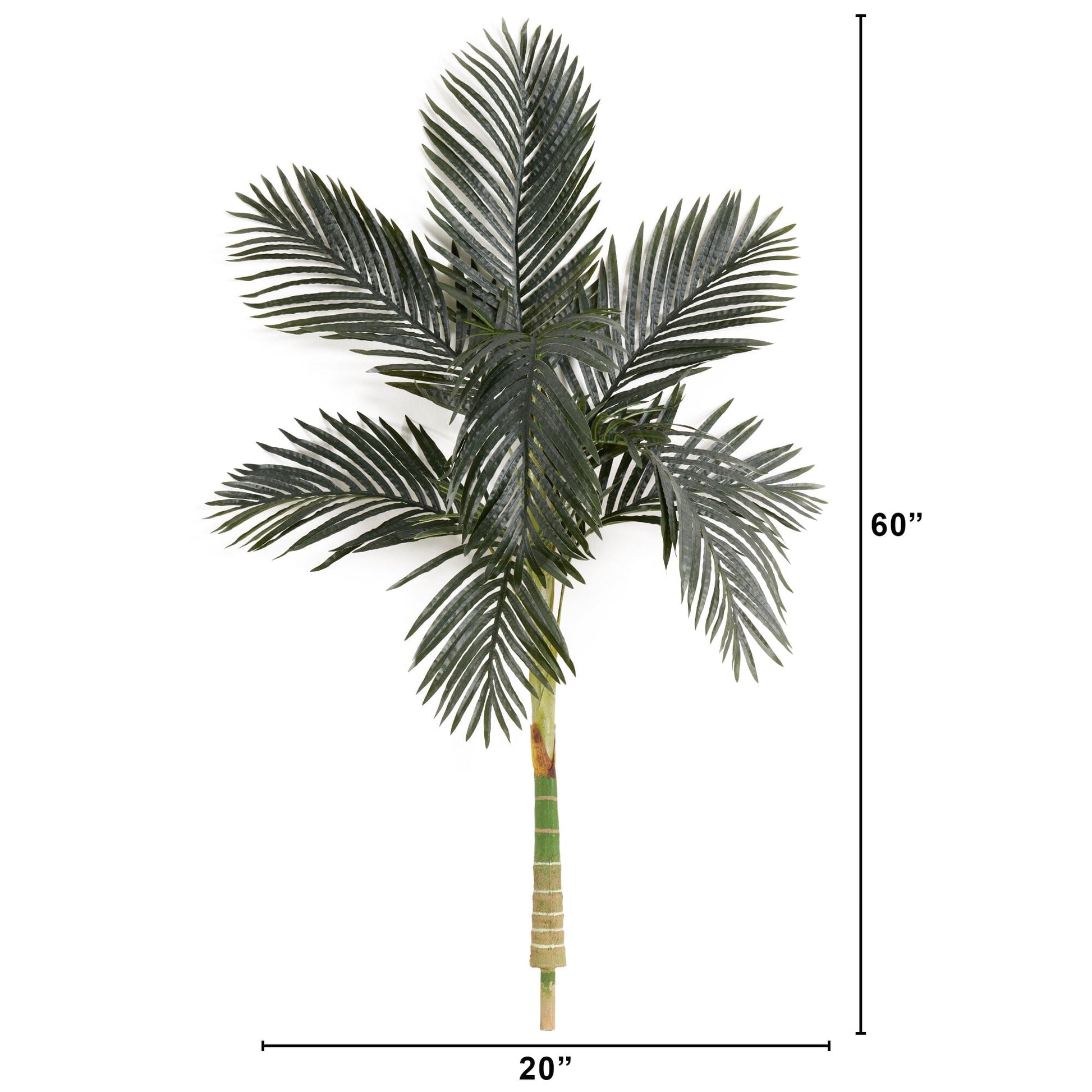 5 ft artificial golden cane palm tree by Nearly Natural without pot with dark green fronds on Tampa Home & Garden Store