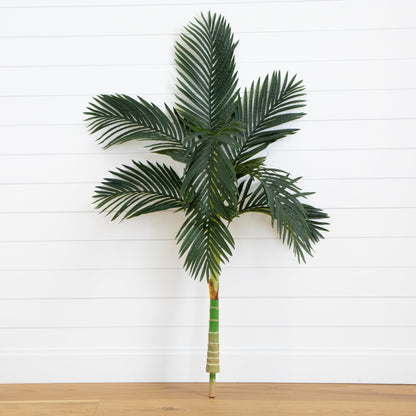 5 ft artificial Golden Cane Palm Tree without pot with dark green fronds and a segmented trunk on Tampa Home & Garden Store
