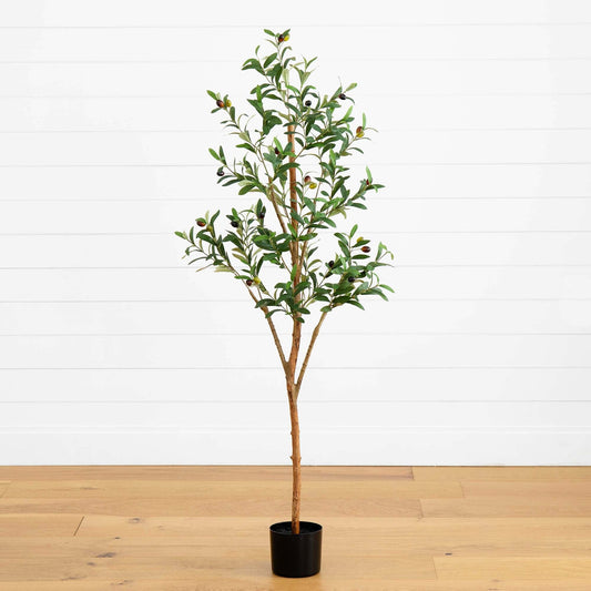 5’ Artificial Olive Tree with Natural Trunk - Tampa Home & Garden Store