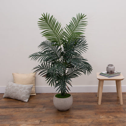 5 Foot Artificial Paradise Palm in Bowl Planter