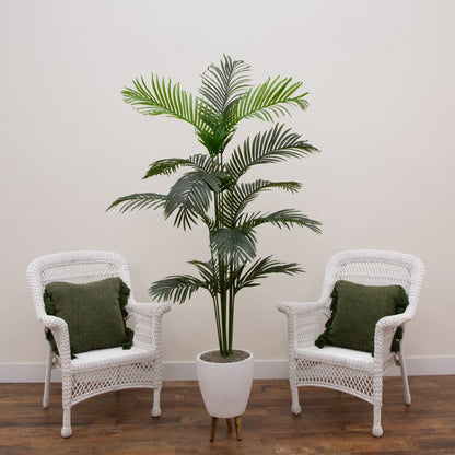 5' Artificial Palm in White Ceramic Tripod Pot