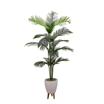 5' Artificial Palm in White Ceramic Tripod Pot