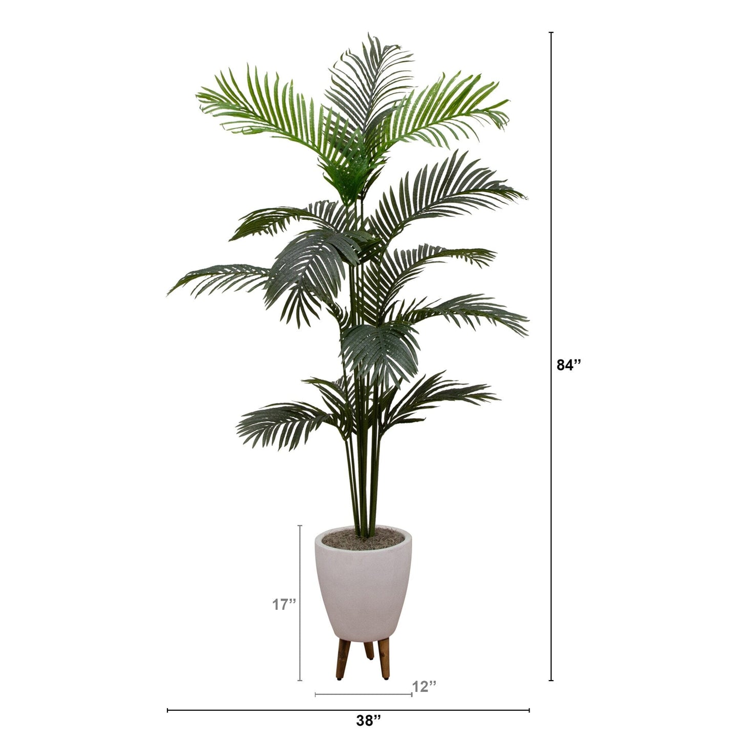 5' Artificial Palm in White Ceramic Tripod Pot
