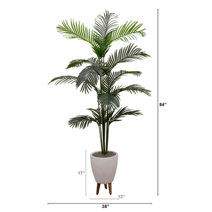 5' Artificial Palm in White Ceramic Tripod Pot