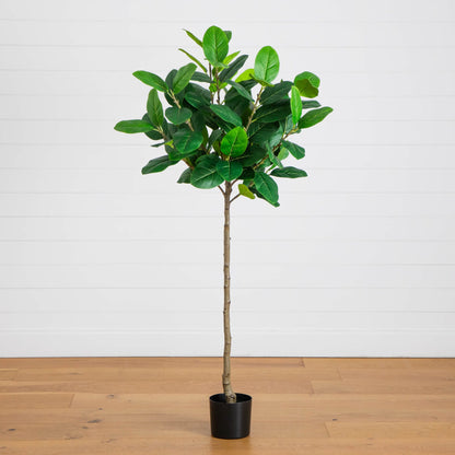 5' Artificial Audrey Ficust Tree Nearly Natural in a black pot with green ficus foliage on Tampa Home & Garden Store
