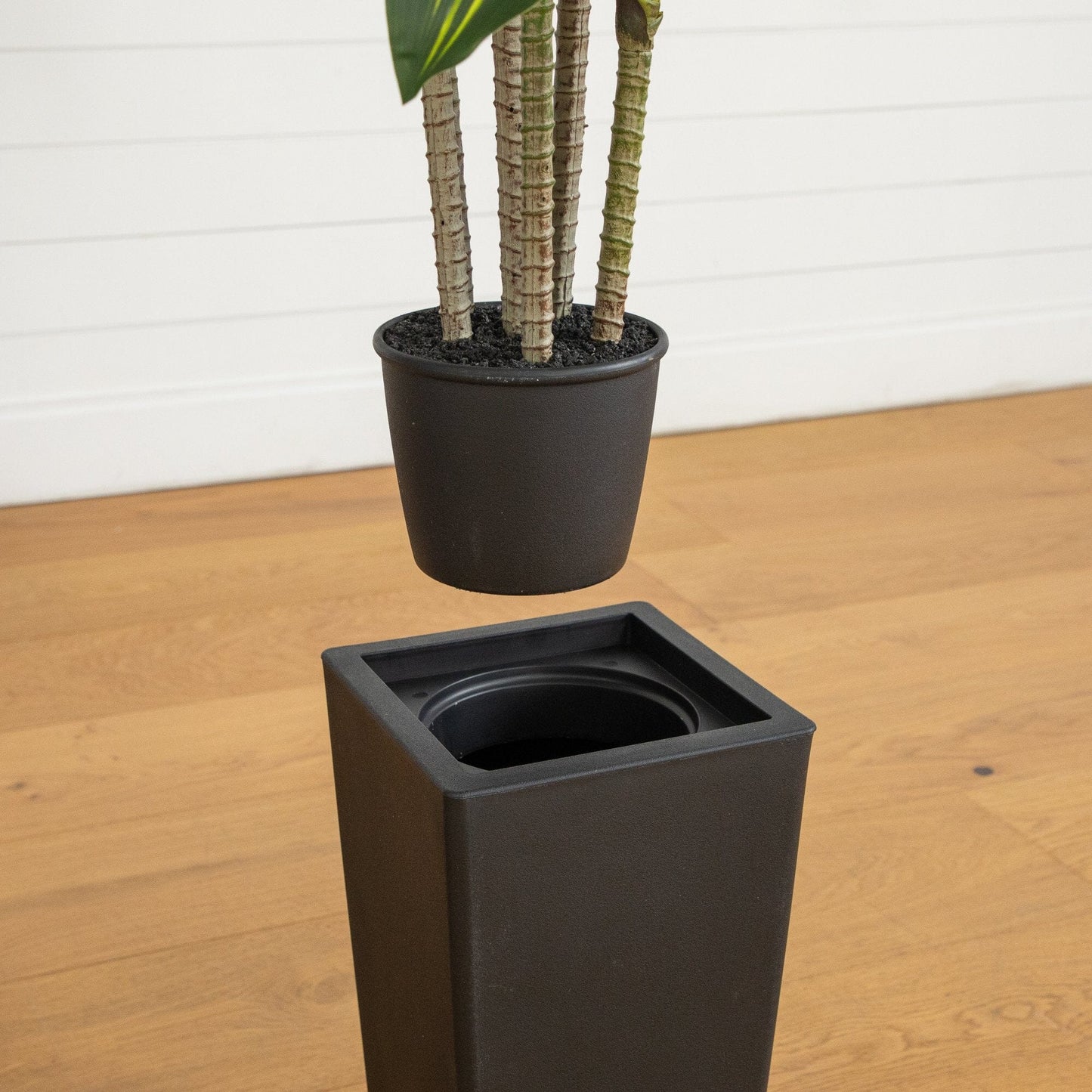 5' Artificial Real Touch Dracaena in black planter, four trunks Nearly Natural on Tampa Home & Garden Store