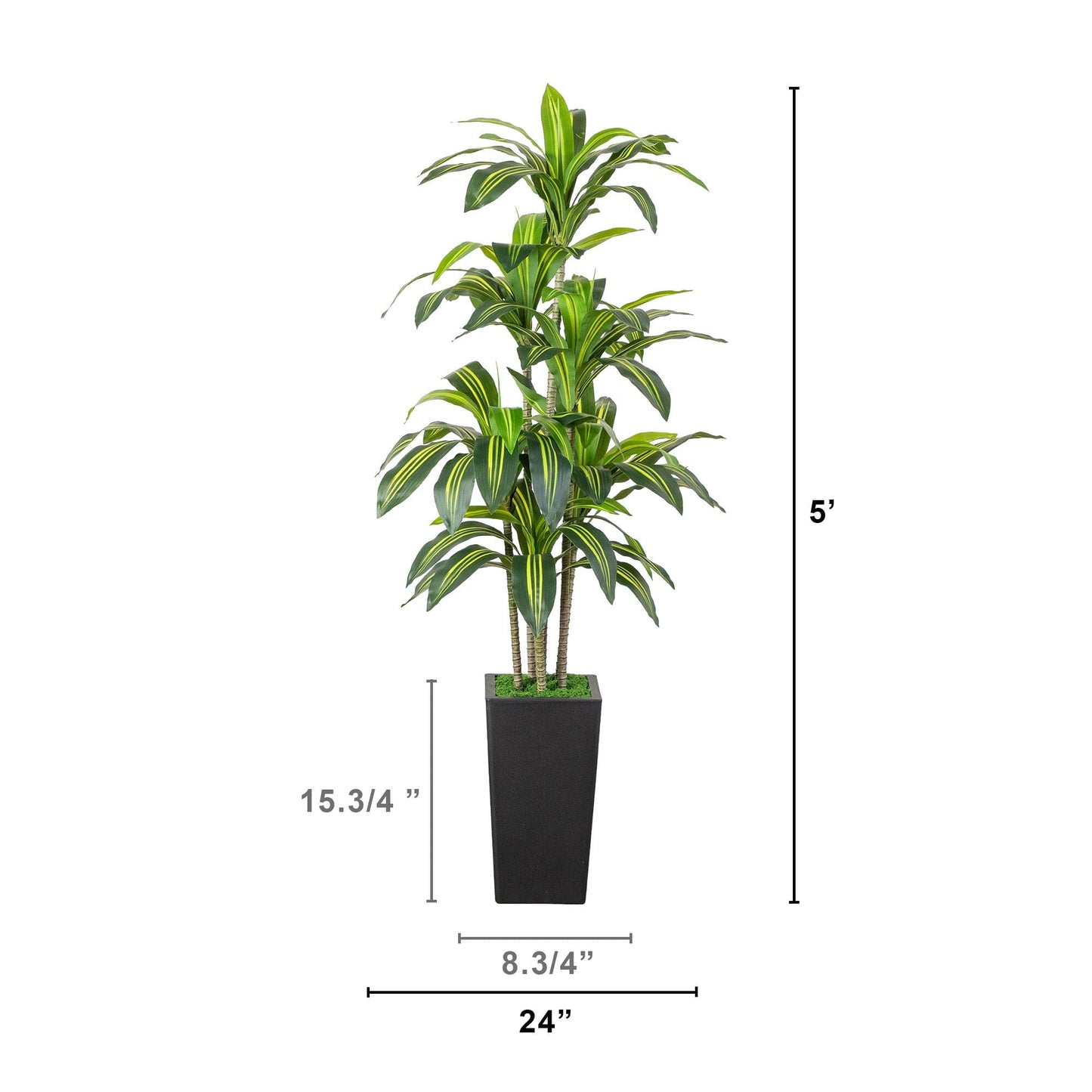 5 ft artificial Dracaena tree with green-yellow leaves in a decorative planter Nearly Natural on Tampa Home & Garden Store