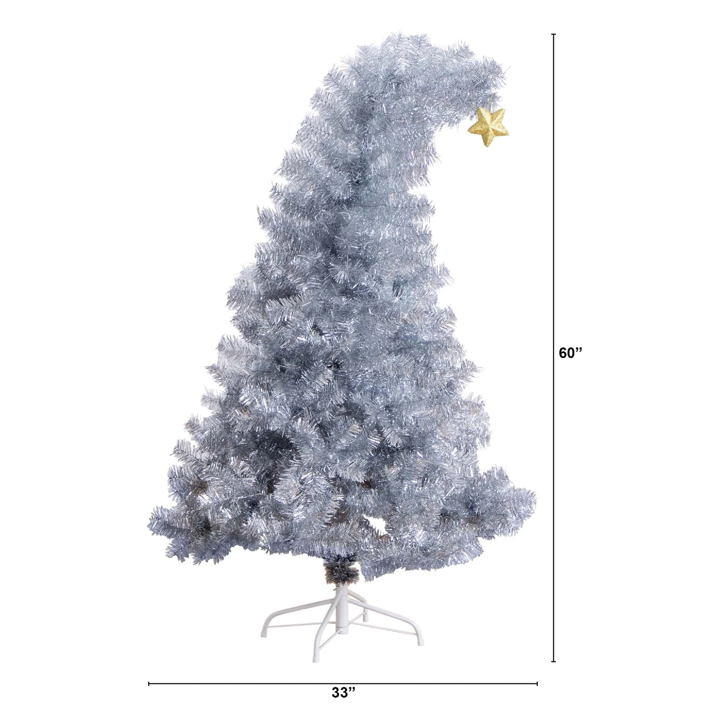 the 5ft Silver Tinsel Santa Hat Christmas Tree