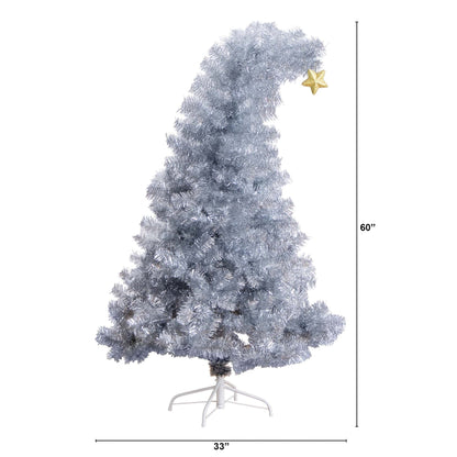 the 5ft Silver Tinsel Santa Hat Christmas Tree