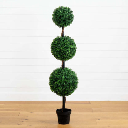 Árbol Topiario de Boj de Triple Bola Artificial de 5’ (Interior/Exterior)