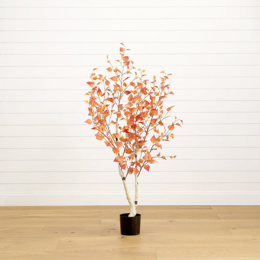 5’ Autumn Birch Artificial Fall Tree - Tampa Home & Garden Store