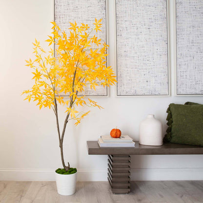 5 Foot Artificial Maple Tree and Fall Decor