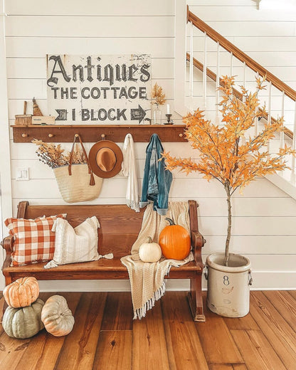 5' Autumn Maple Artificial Tree by Nearly Natural with orange maple leaves in a gray planter on Tampa Home & Garden Store