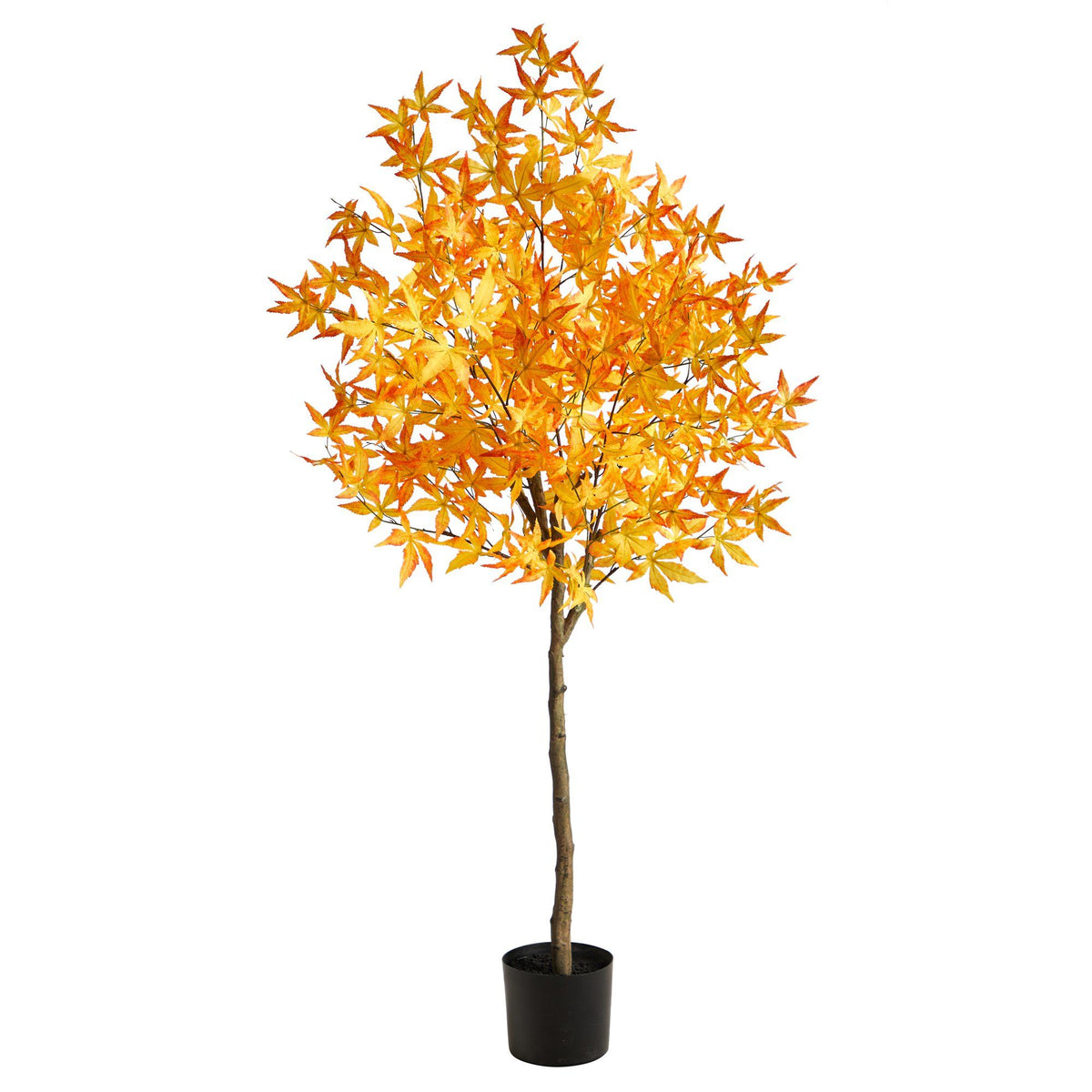 5' Autumn Maple artificial tree by Nearly Natural with orange leaves in a black pot on Tampa Home & Garden Store