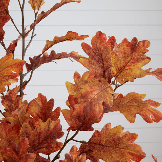 5’ Autumn Oak artificial tree with orange-red autumn leaves Nearly Natural on Tampa Home & Garden Store