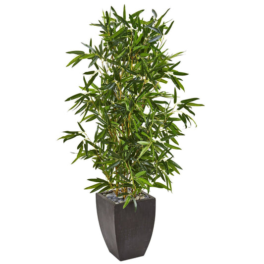 5’ Bamboo Artificial Tree in Black Planter (Real Touch) (Indoor/Outdoor) - Tampa Home & Garden Store