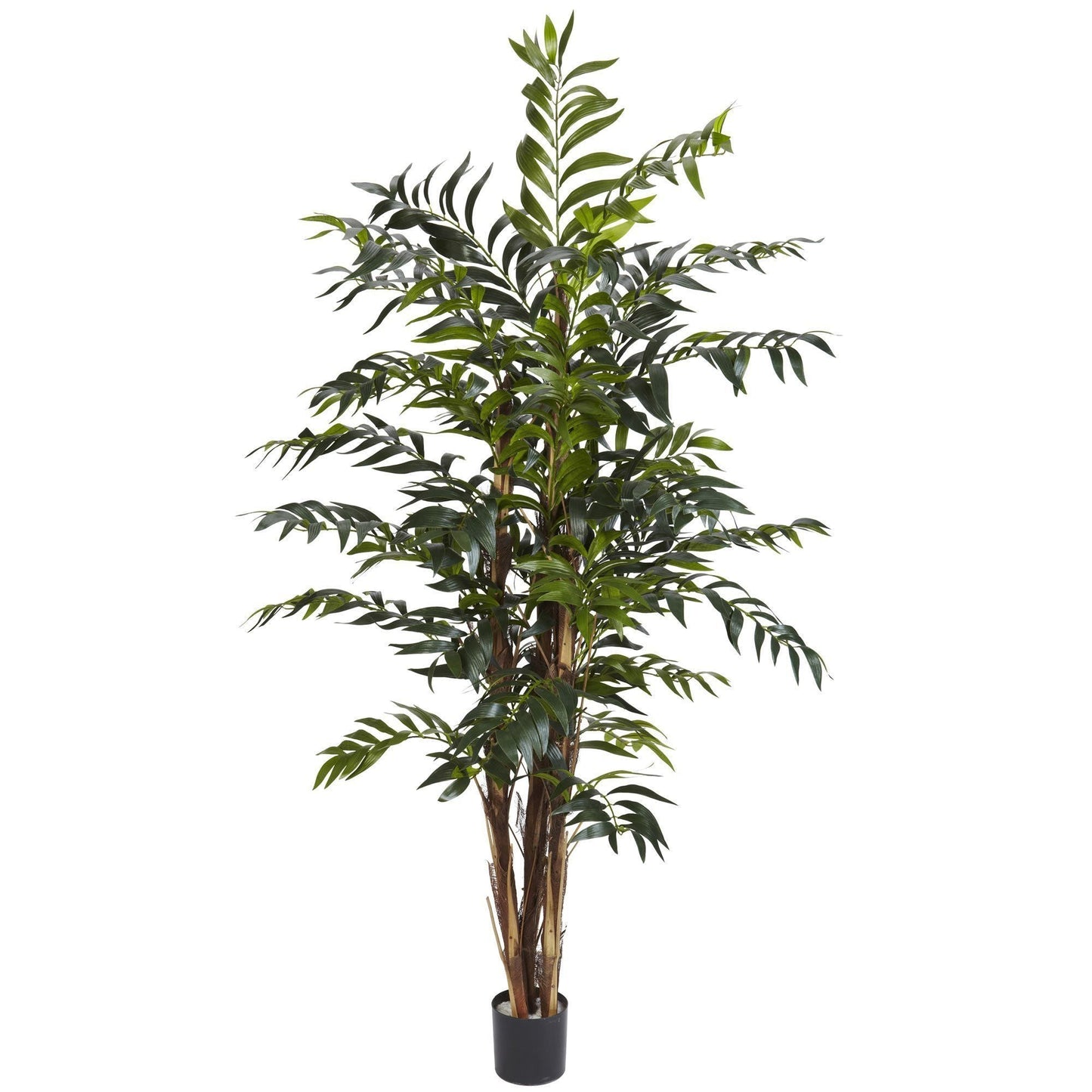 5' Bamboo Palm artificial silk tree, Nearly Natural, dark green leaves in a black planter on Tampa Home & Garden Store