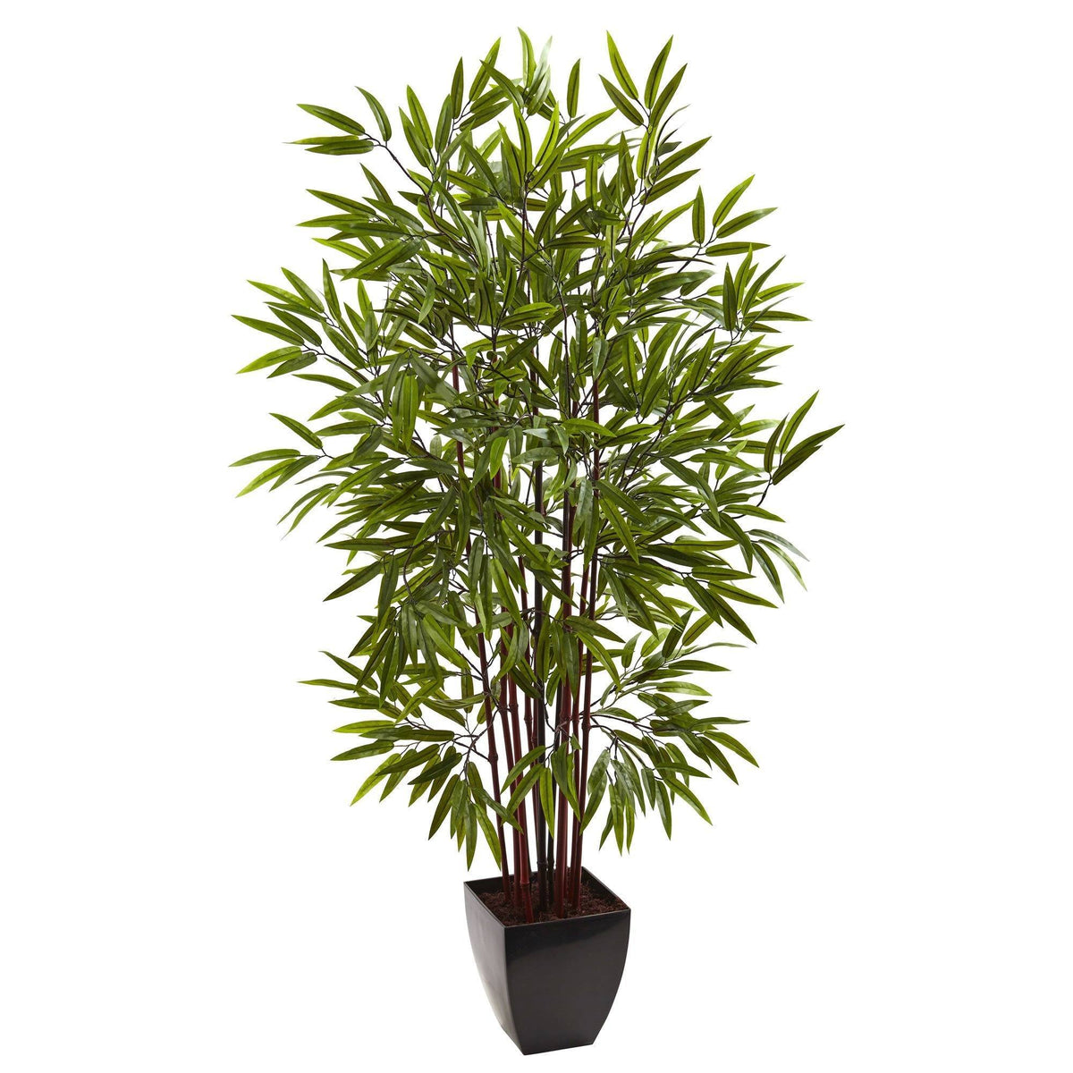 5 ft Bamboo Silk Tree in Planter, Nearly Natural artificial tree with green bamboo leaves on Tampa Home & Garden Store