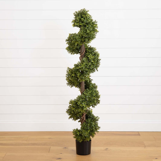 5’ Boxwood Topiary Spiral Artificial Tree (Indoor/Outdoor) - Tampa Home & Garden Store
