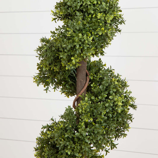 5’ Boxwood Topiary Spiral Artificial Tree (Indoor/Outdoor) - Tampa Home & Garden Store