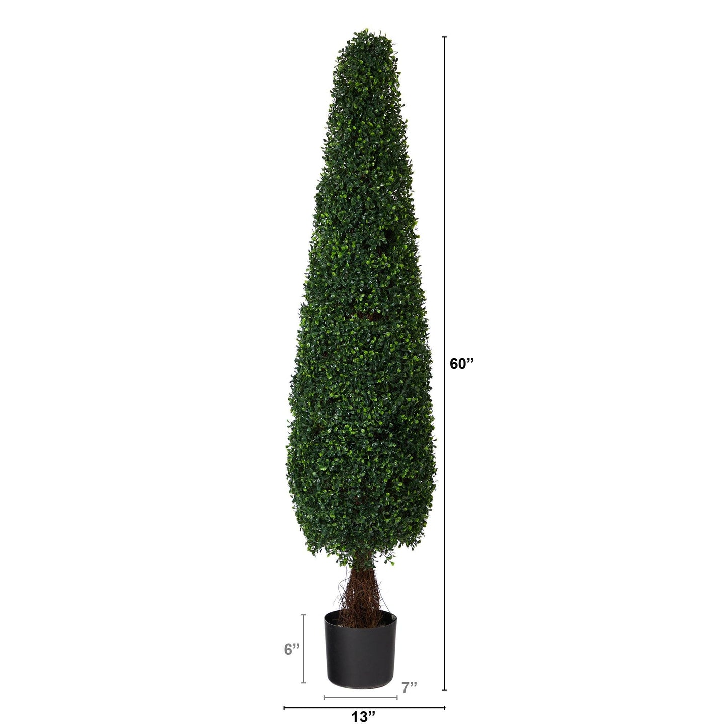 5 ft Boxwood Topiary by Nearly Natural UV resistant indoor/outdoor in black planter on Tampa Home & Garden Store