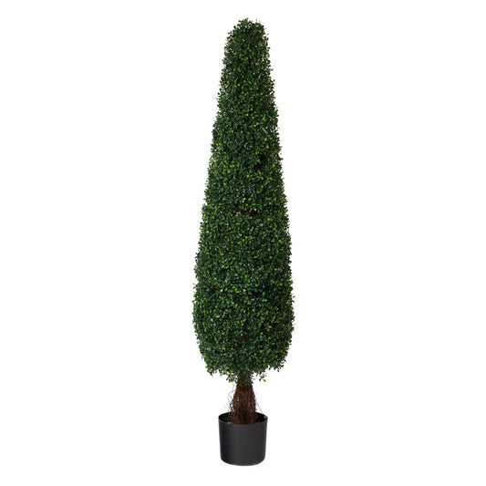 Nearly Natural 5 ft boxwood topiary artificial tree UV resistant indoor outdoor in a black pot on Tampa Home & Garden Store