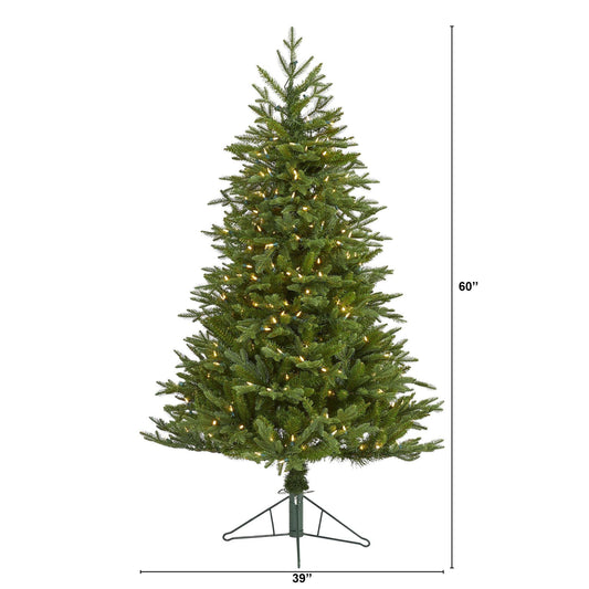 5 ft Cambridge Fir artificial Christmas tree with 300 warm LED lights and 570 bendable branches on Tampa Home & Garden Store