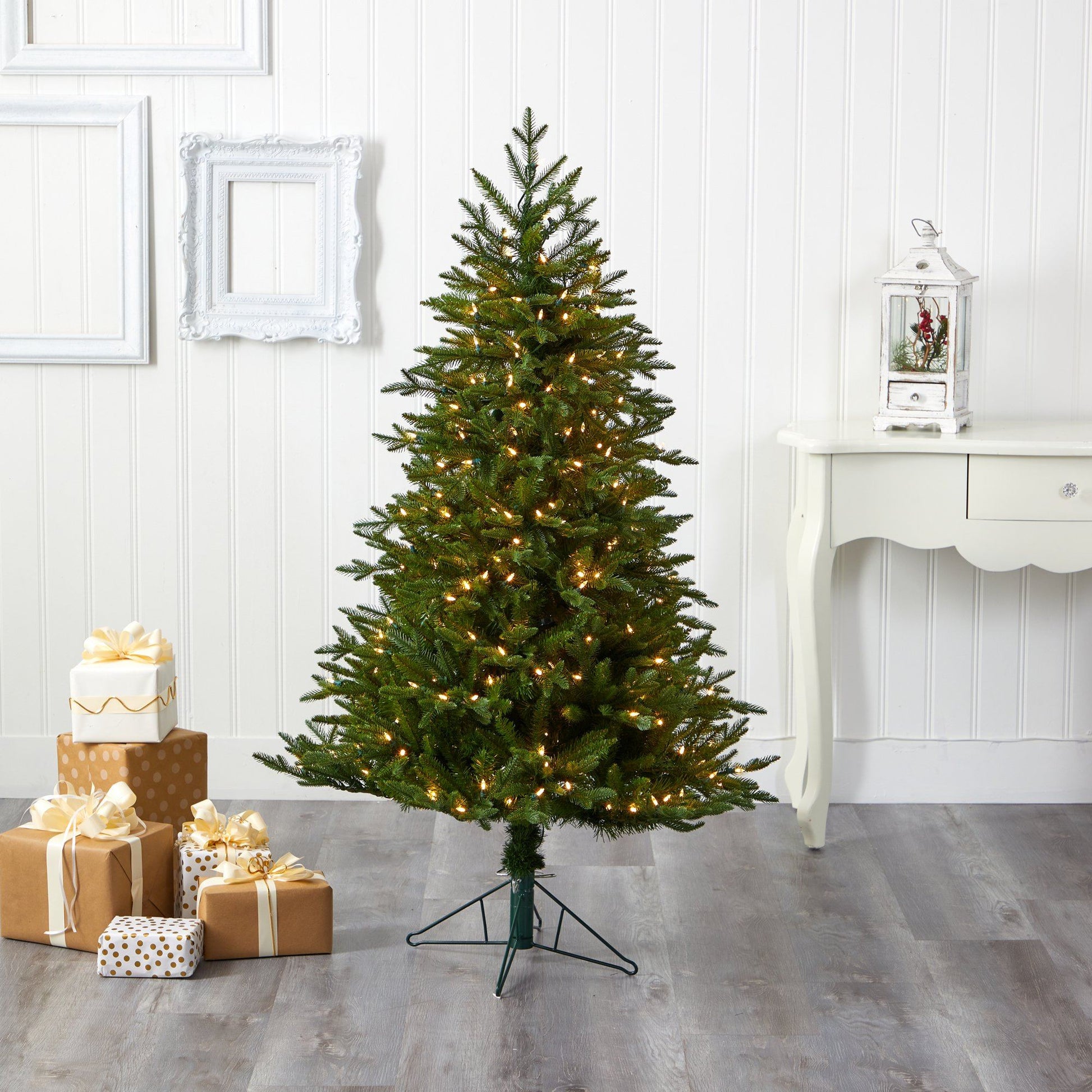 Nearly Natural 5' Cambridge Fir Christmas tree with 570 bendable branches and 300 warm LED lights on Tampa Home & Garden Store