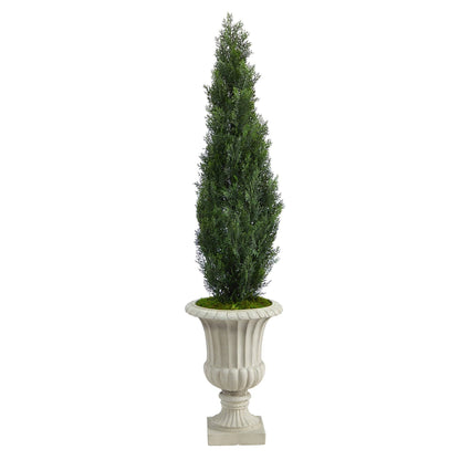 Árbol artificial de cedro de 5 pies en urna con acabado arena (interior/exterior)