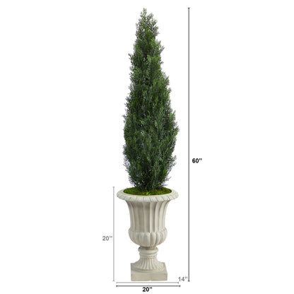 Árbol artificial de cedro de 5 pies en urna con acabado arena (interior/exterior)