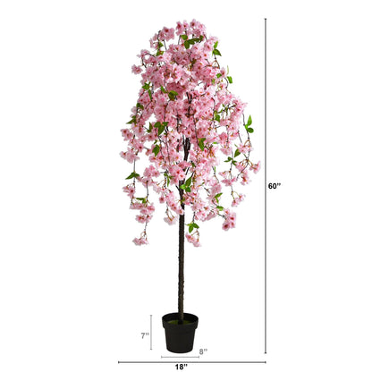 5' Artificial Pink Cherry Blossom Tree