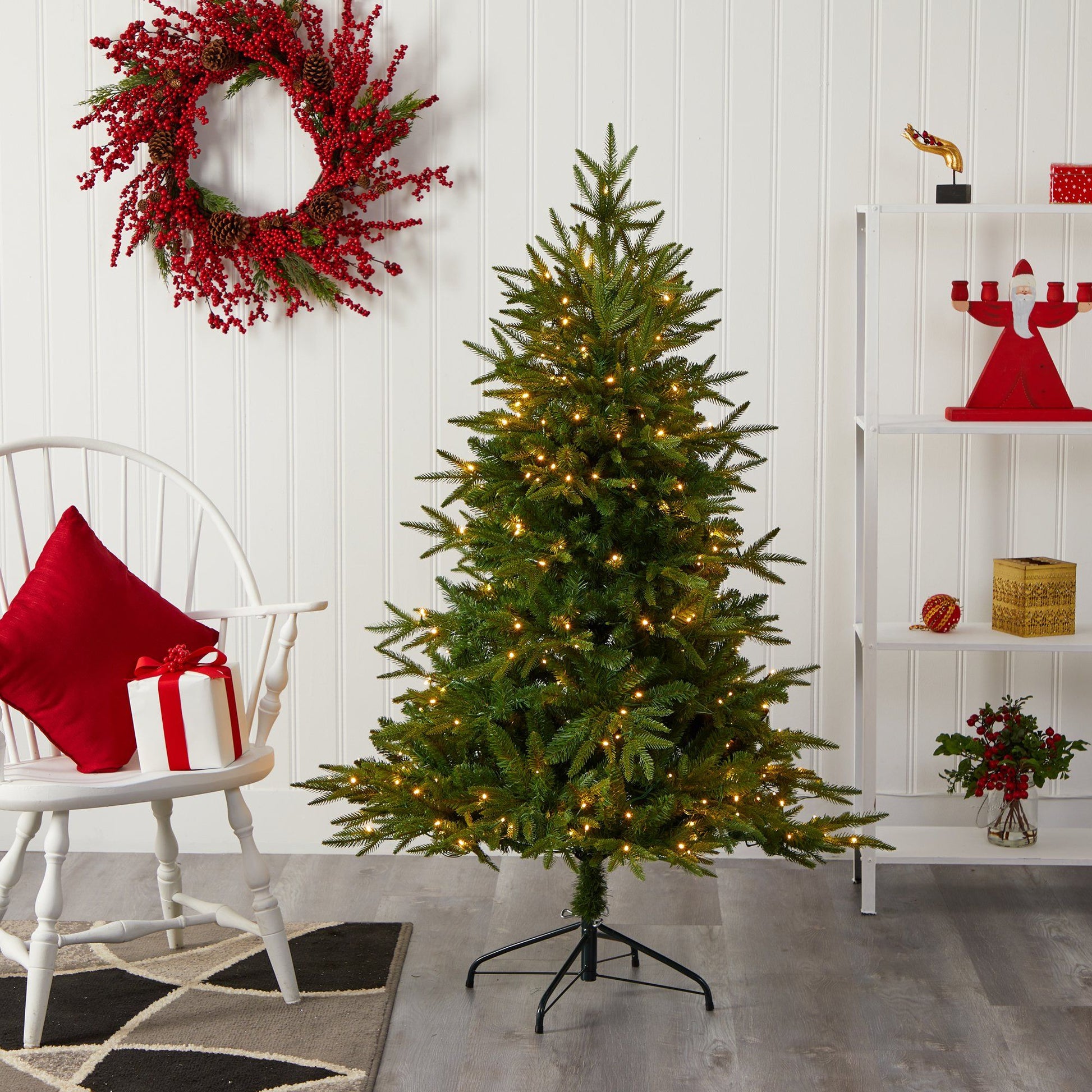 5 ft Colorado Mountain Fir artificial Christmas tree with 250 clear LEDs Nearly Natural on Tampa Home & Garden Store