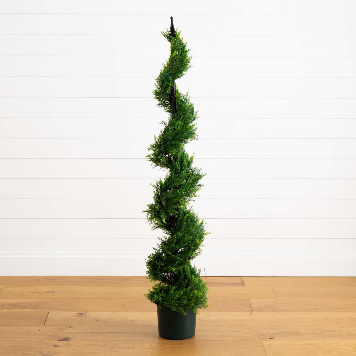 5' Cypress Spiral Tree Nearly Natural artificial green evergreen in black pot on Tampa Home & Garden Store