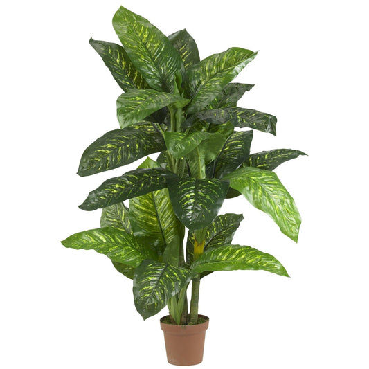 5 ft Dieffenbachia silk plant by Nearly Natural with real-touch leaves in a terracotta pot on Tampa Home & Garden Store