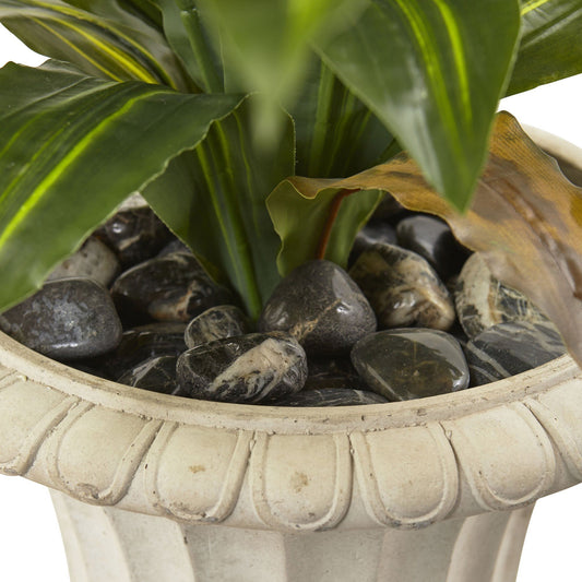 5 ft Dracaena plant in urn, Nearly Natural real-touch artificial tree with leaves on rocks on Tampa Home & Garden Store