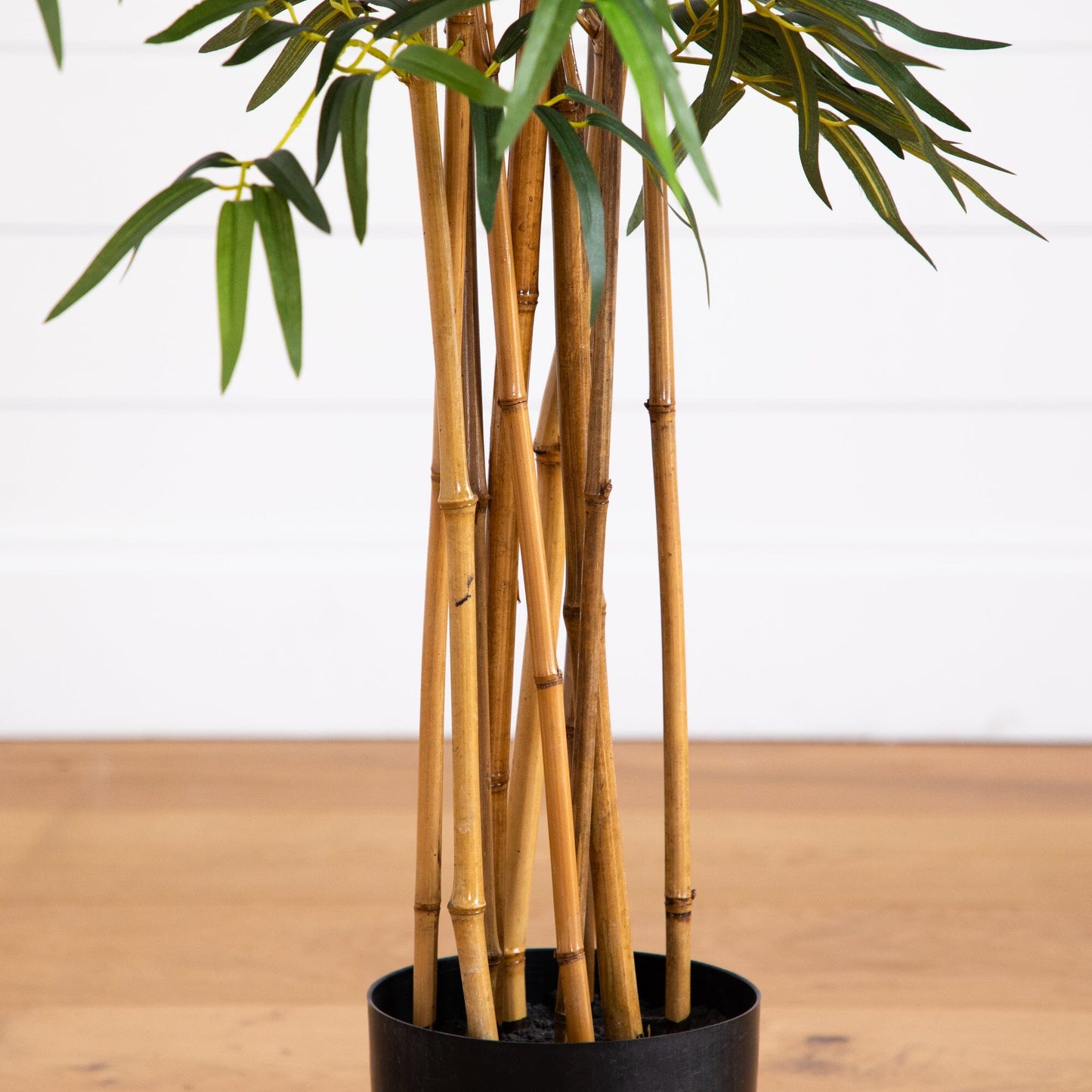 5' Fancy Bamboo Silk Tree Nearly Natural with bamboo stalks and green leaves in a black pot on Tampa Home & Garden Store