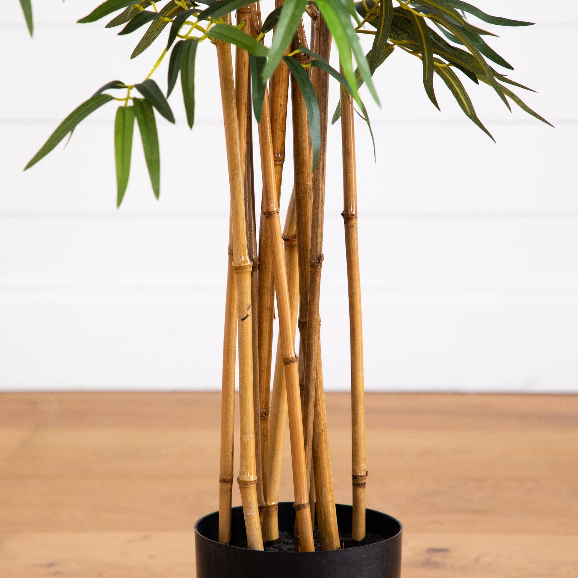 5' Fancy Bamboo Silk Tree Nearly Natural with bamboo stalks and green leaves in a black pot on Tampa Home & Garden Store