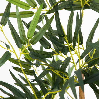 5' Fancy Style Bamboo Silk Tree by Nearly Natural with slender green leaves on yellow stems on Tampa Home & Garden Store