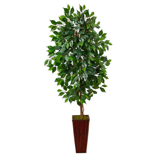5’ Ficus Artificial Tree in Bamboo Planter - Tampa Home & Garden Store