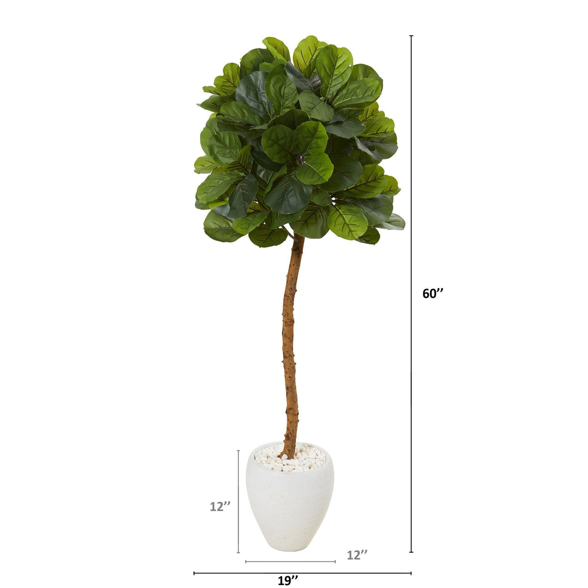 5’ Fiddle Leaf Artificial Tree in White Planter Real Touch leaves Nearly Natural on Tampa Home & Garden Store