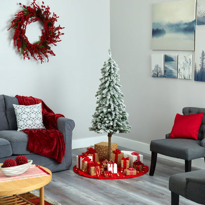 5 ft Nearly Natural flocked Alpine artificial Christmas tree with snow-dusted branches on Tampa Home & Garden Store