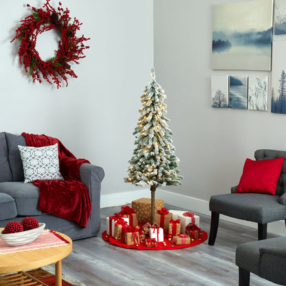 5’ Flocked Alpine Artificial Christmas Tree Nearly Natural, pre-lit on Tampa Home & Garden Store