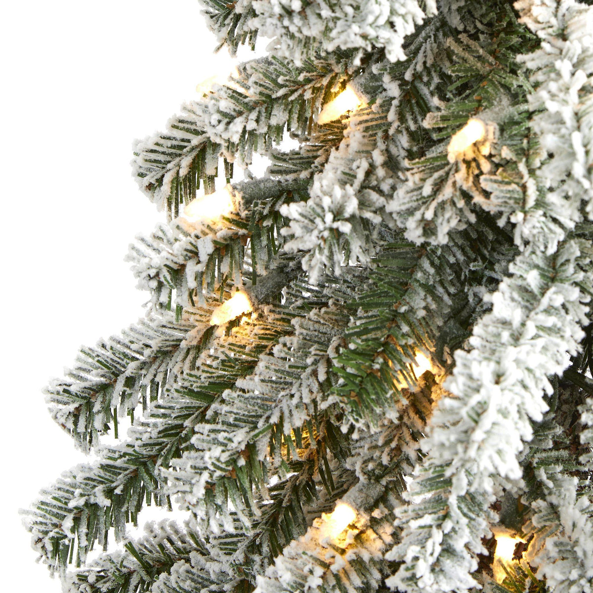 5’ Flocked Alpine artificial Christmas tree with snow-dusted needles and warm lights on Tampa Home & Garden Store